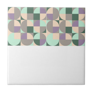Abstract geometric green lavender beige ceramic tile
