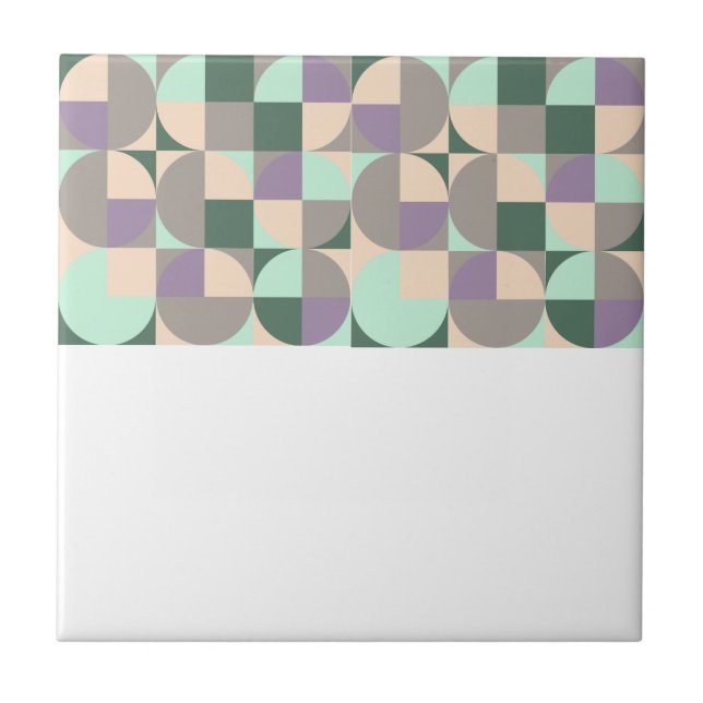 Abstract geometric green lavender beige ceramic tile (Front)