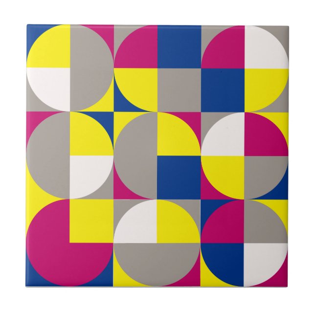 Abstract geometric grey fuchsia  ceramic tile (Front)