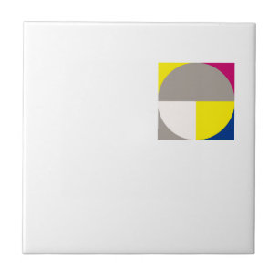 Abstract geometric grey fuchsia ceramic tile