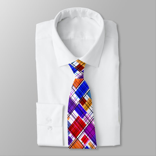 Abstract, geometric ,grey patchwork, grey, folklor tie (Tied)