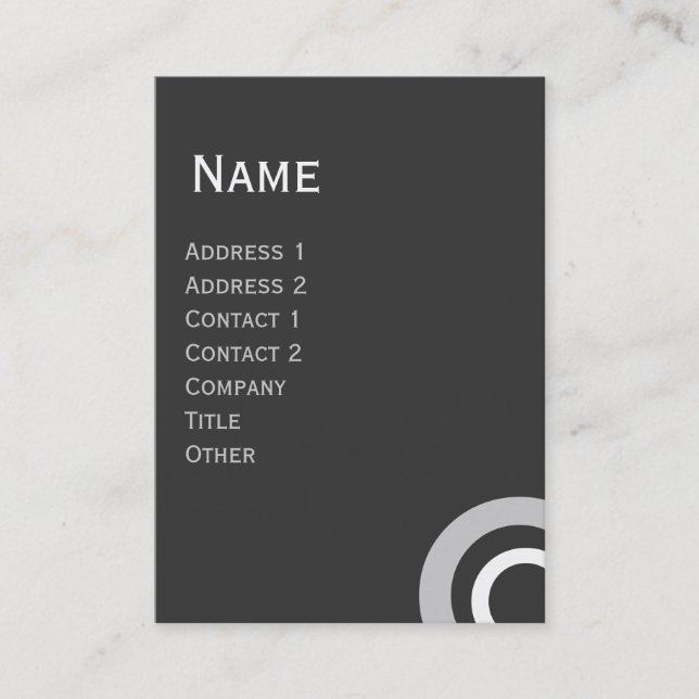 ABSTRACT GEOMETRIC GREY WHITE CIRCLES BUSINESS CARD (Front)