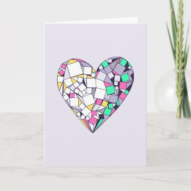Abstract Geometric Heart Blank Greeting Card (Front)