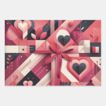 Abstract geometric hearts and bold colour blocks