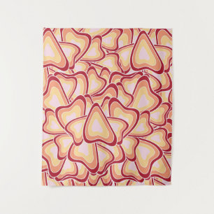 Abstract Geometric Hearts Pattern Tapestry