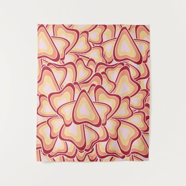 Abstract Geometric Hearts Pattern Tapestry (Front)