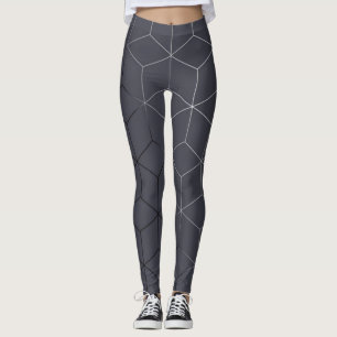 Abstract Geometric Image on Attractive Bright Grey Leggings