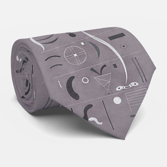 Abstract Geometric - Kandinsky Grey  Tie (Rolled)