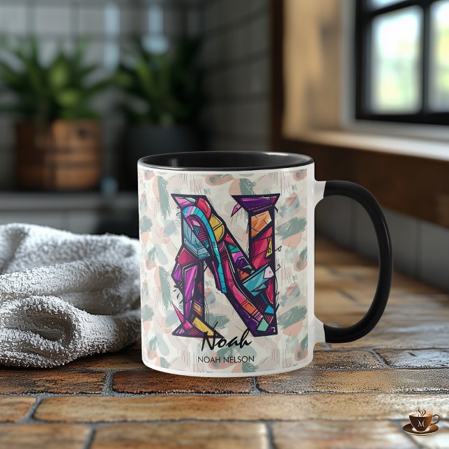 Abstract geometric letter N modern art Mug (Creator Uploaded)