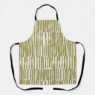 Abstract geometric lines olive green unique contem apron