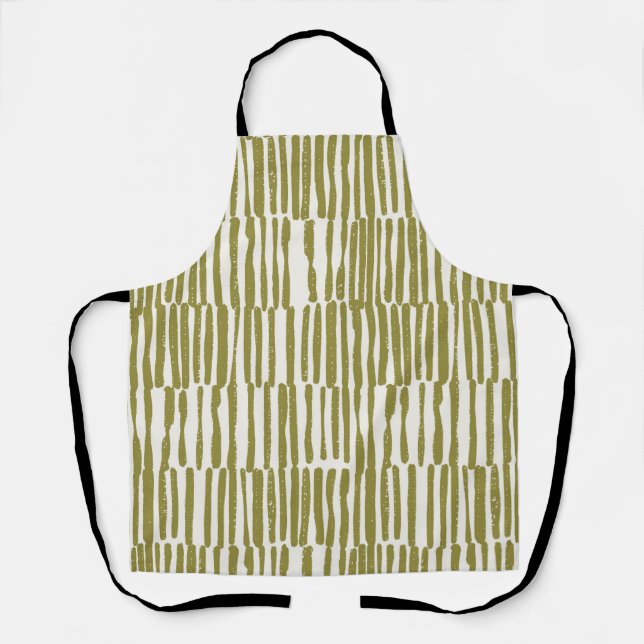Abstract geometric lines olive green unique contem apron (Front)