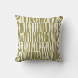 Abstract geometric lines olive green unique contem cushion