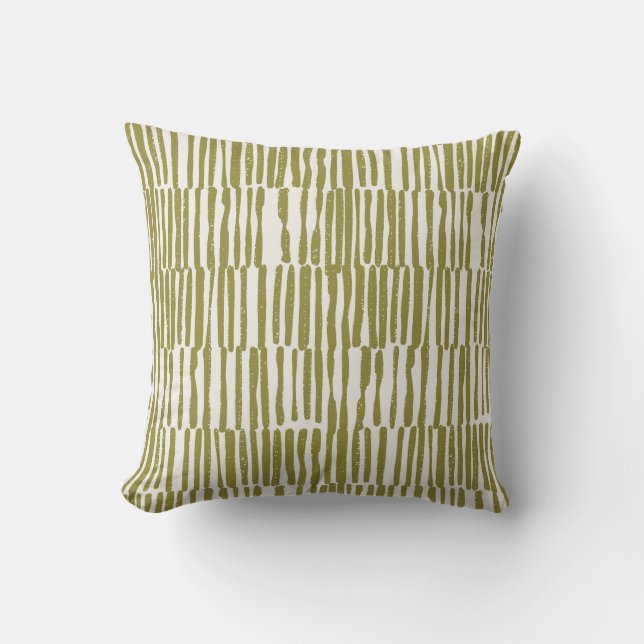 Abstract geometric lines olive green unique contem cushion (Front)