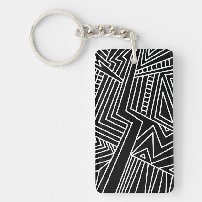 abstract geometric lines pattern background modern key ring (Front)