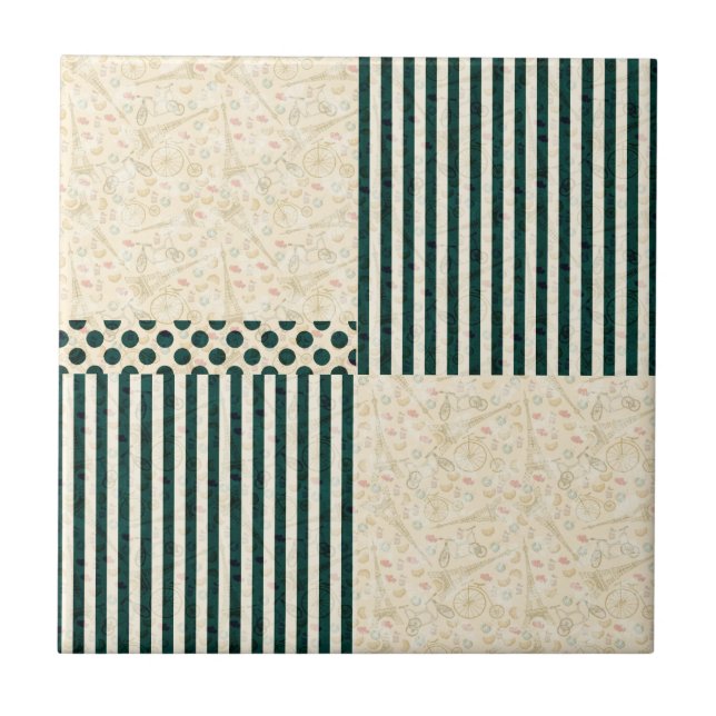 Abstract Geometric Lines Pattern   Ceramic Tile (Front)