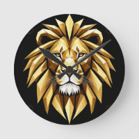 Abstract Geometric Lion Art with Intense Gold Tone