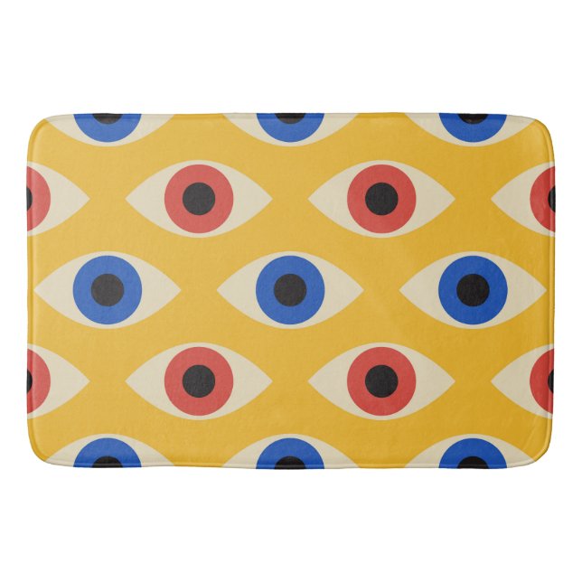 Abstract Geometric Modern Bold Evil Eye Pattern  Bath Mat (Front)