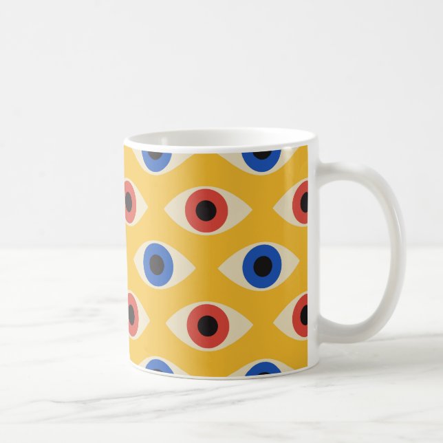 Abstract Geometric Modern Bold Evil Eye Pattern  Coffee Mug (Right)
