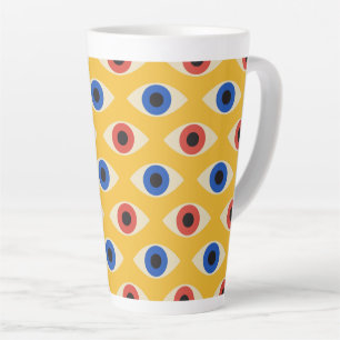 Abstract Geometric Modern Bold Evil Eye Pattern Latte Mug