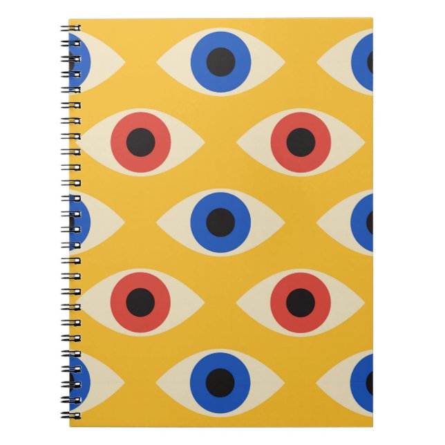 Abstract Geometric Modern Bold Evil Eye Pattern  Notebook (Front)