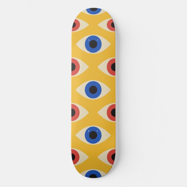 Abstract Geometric Modern Bold Evil Eye Pattern  Skateboard (Front)