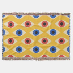 Abstract Geometric Modern Bold Evil Eye Pattern Throw Blanket