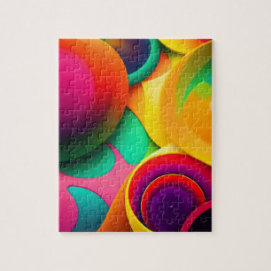 Abstract Geometric Modern Colourful Bubles 3D  Jigsaw Puzzle