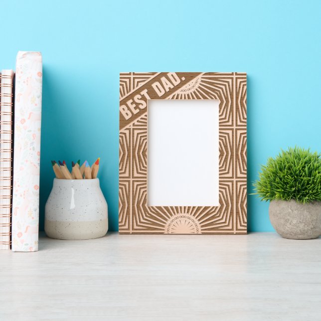 Abstract Geometric Modern Cool Fun Custom Best Dad Etched Frames (Front)