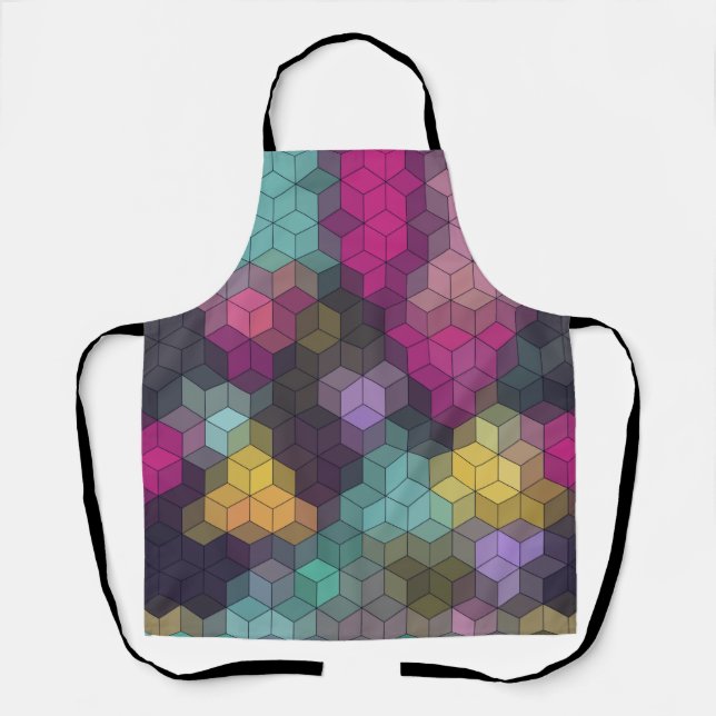 Abstract geometric modern hexagon shapes mosaic  apron (Front)