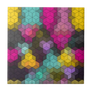 Abstract geometric modern hexagon shapes mosaic  ceramic tile