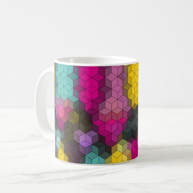 Abstract geometric modern hexagon shapes mosaic   coffee mug (Front Left)