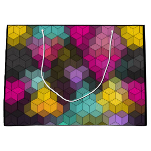 Abstract geometric modern hexagon shapes mosaic large gift bag