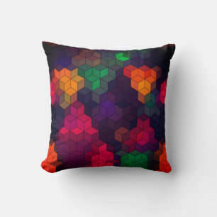 Abstract geometric modern hexagon shapes mosaic mu cushion