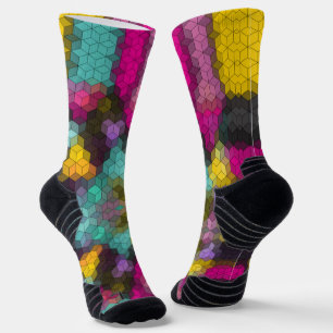 Abstract geometric modern hexagon shapes mosaic s socks