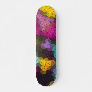 Abstract geometric modern hexagon shapes mosaic  skateboard
