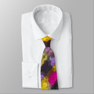 Abstract geometric modern hexagon shapes mosaic tie