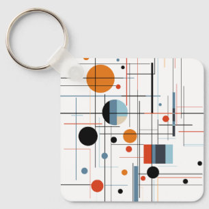 Abstract Geometric Modern Minimalist Lines Key Ring