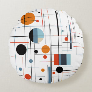 Abstract Geometric Modern Minimalist Lines Round Cushion