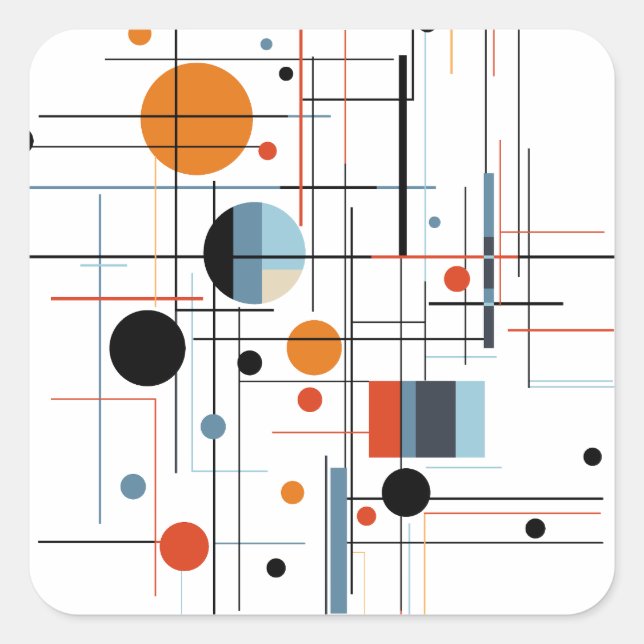 Abstract Geometric Modern Minimalist Lines Square Sticker (Front)