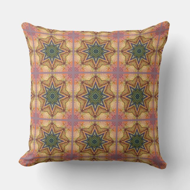 Abstract  Geometric Modern Octagonal Star Pattern Cushion (Front)