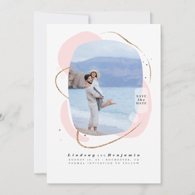 Abstract Geometric Modern Save The Date Photo (Front)