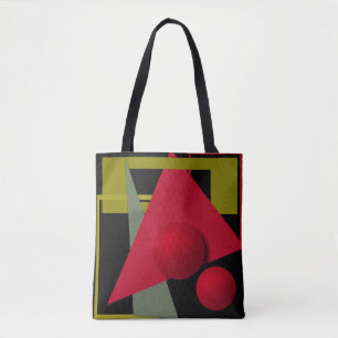Abstract geometric modern shapes triangles circles tote bag