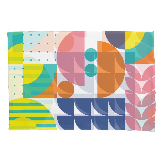 Abstract Geometric, Modern Vintage Shapes. Pillowcase (Front)
