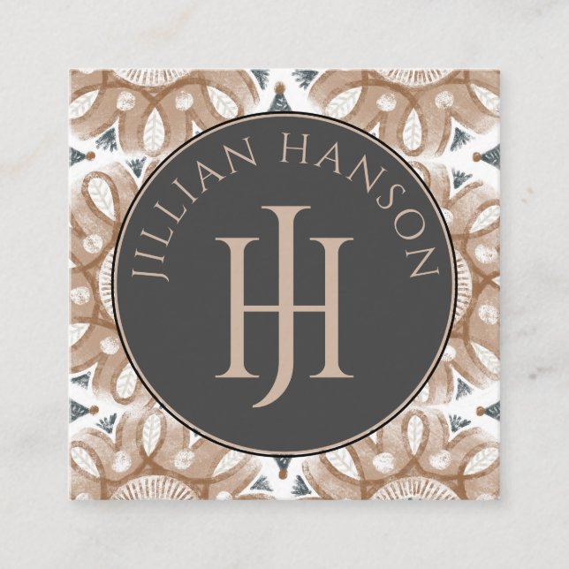 Abstract Geometric Monogrammed Logo Business Card (Front)