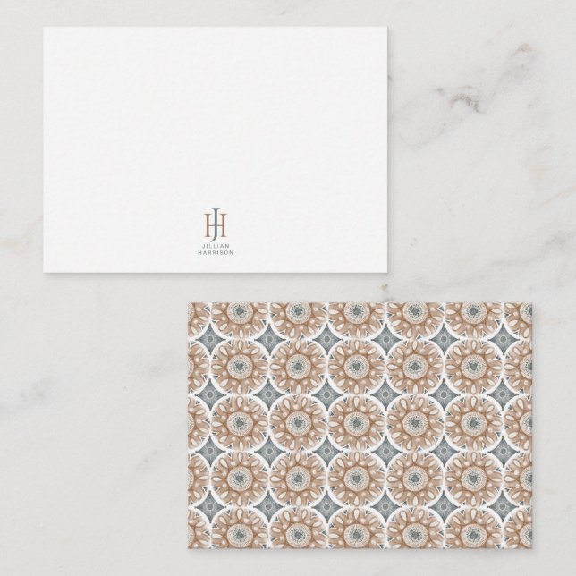 Abstract Geometric Monogrammed Logo Note Cards (Front/Back)