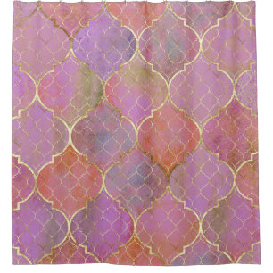 Abstract Geometric: Moroccan Gold Watercolor Shower Curtain