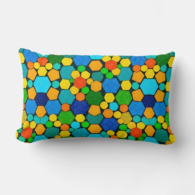 Abstract Geometric Mosaic Pattern Lumbar Cushion (Front)