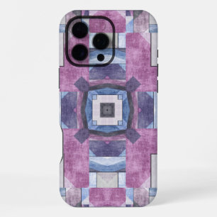 Abstract Geometric Mosaic Purple, Blue, and Grey iPhone 16 Pro Max Case