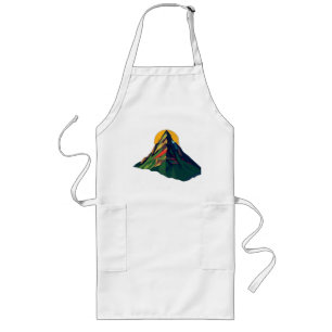 Abstract Geometric Mountain Landscape Long Apron
