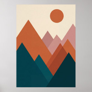 : Abstract Geometric Mountain Minimalist Boho Art Poster